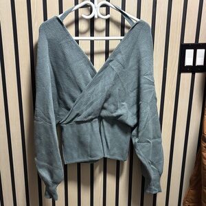 Stylish Ribbed Wrap Sweater